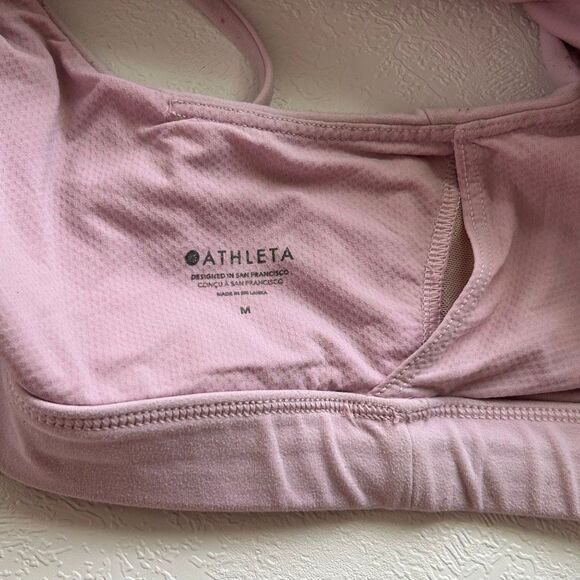Athleta Light Mauve Pink Sports Bra Size M | Yoga Lounge Activewear - Picture 3 of 6